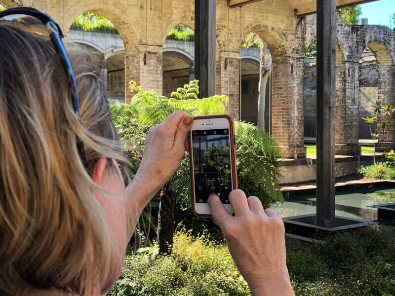 woman taking photos with her smartphone